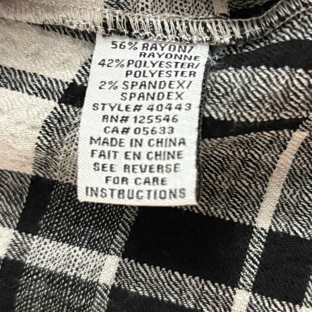 Habitat Boyfriend Tunic Putty Botton Down Shirt Mixed Plaid Black Gray Womens XS - Picture 8 of 10
